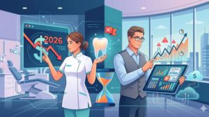 Современная иллюстрация на тему налогового учета и рисков для частных стоматологических клиник в 2026 году